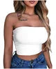 Women Chest Wrap Crop Top Neon Solid Color