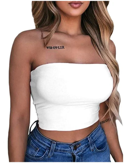 Women Chest Wrap Crop Top Neon Solid Color