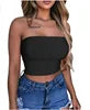 Women Chest Wrap Crop Top Neon Solid Color