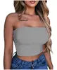 Women Chest Wrap Crop Top Neon Solid Color