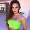Women Chest Wrap Crop Top Neon Solid Color