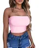 Women Chest Wrap Crop Top Neon Solid Color