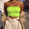 Women Chest Wrap Crop Top Neon Solid Color