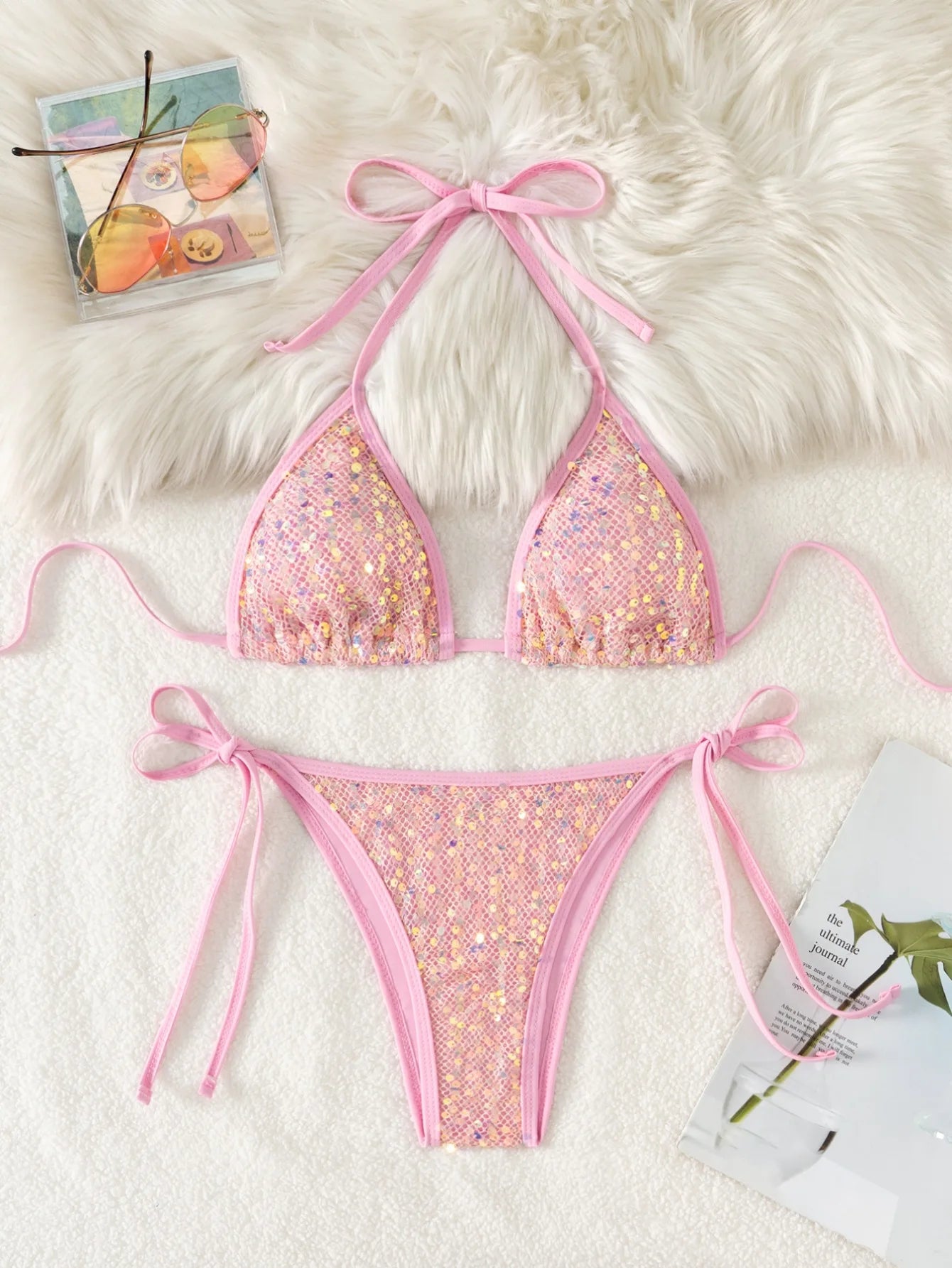 Crystral Glow Thong Bikini Set Swimsuit Two-piece